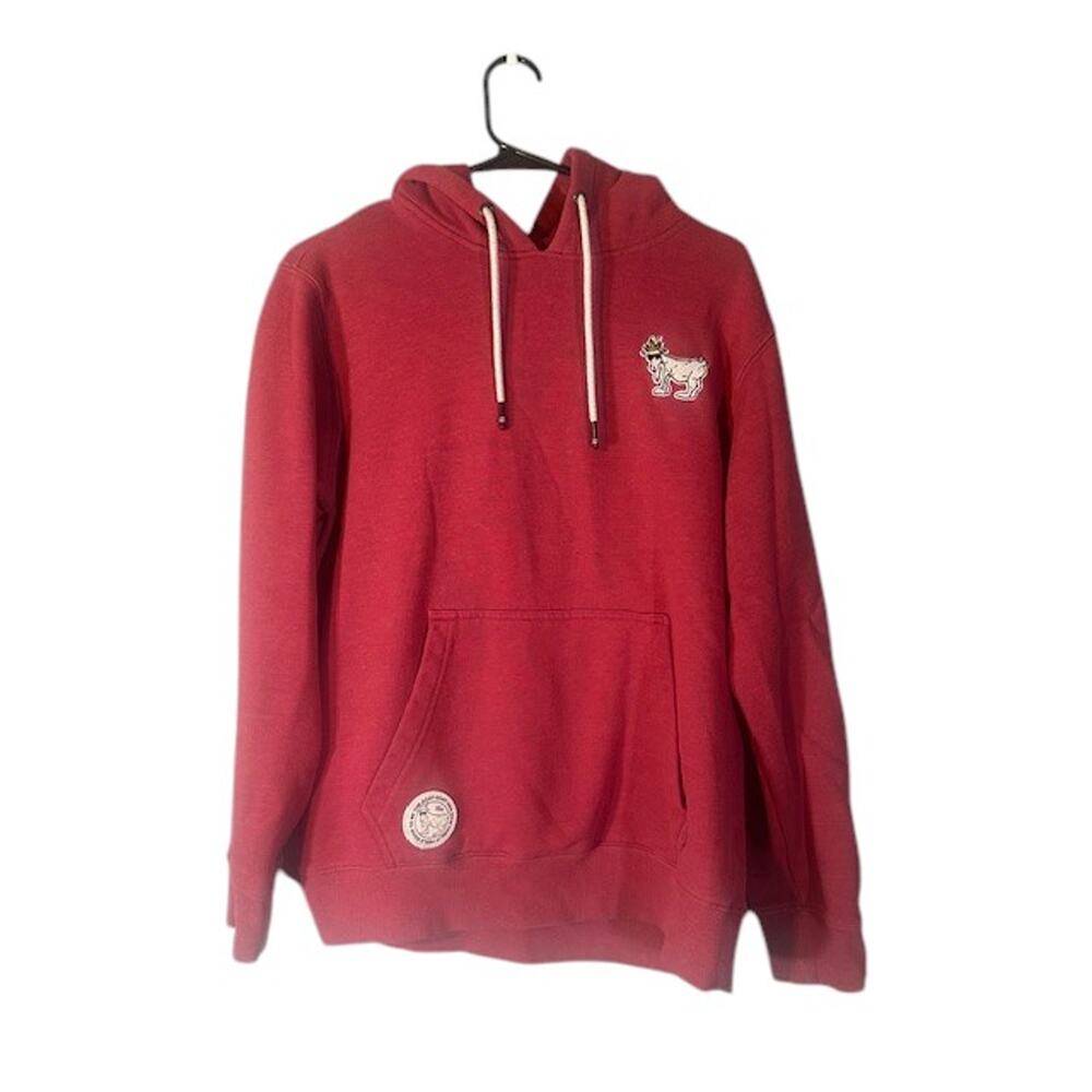 GOAT USA Pink Kangaroo Pocket Logo Hooded Pullover Sweatshirt Women Sz M